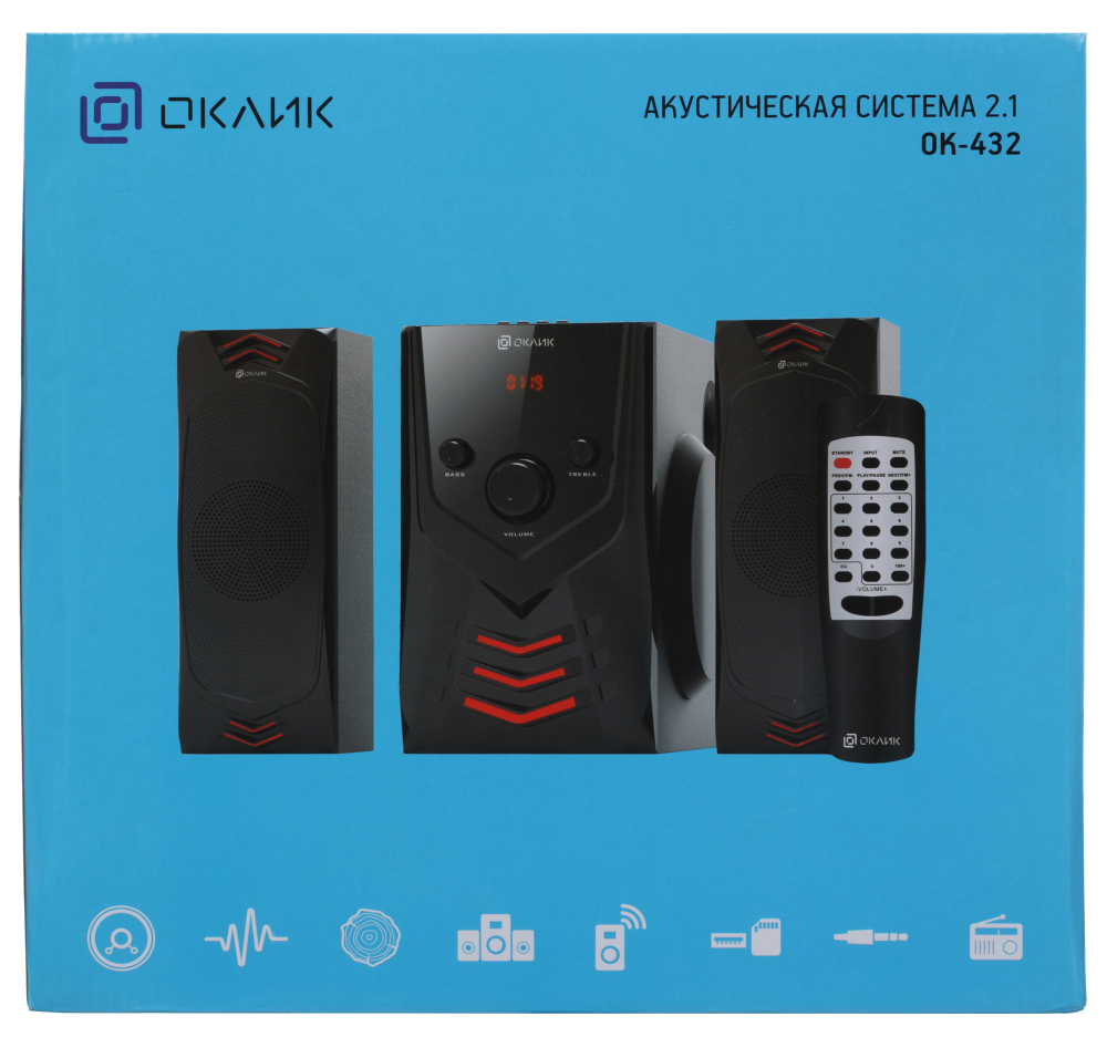 Акустика 2.1 Оклик ОК-432 (25W/FM/USB/BT)