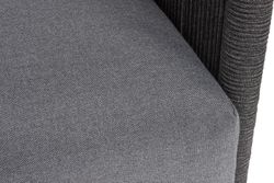 "Джелло" кресло плетеное из роупа, каркас алюминий темно-серый (RAL7024) муар, роуп темно-серый круглый, ткань темно-серая 027