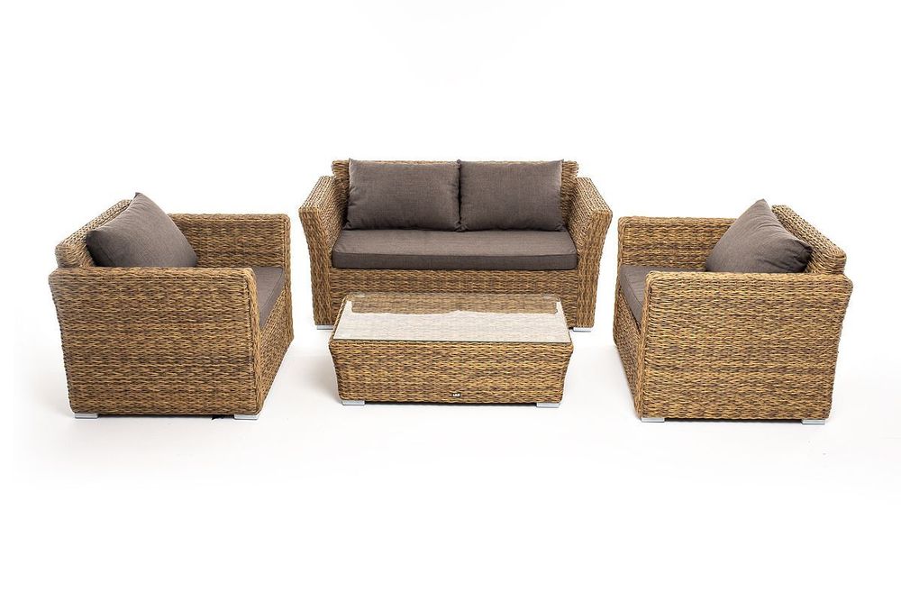 "Капучино Сингл" лаунж-зона из искусственного ротанга (гиацинт), цвет соломенный