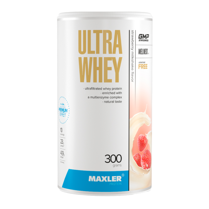 Сывороточный протеин &quot;Клубничный милкшейк&quot;, Ultra Whey Strawberry Milkshake, Maxler, 300 г