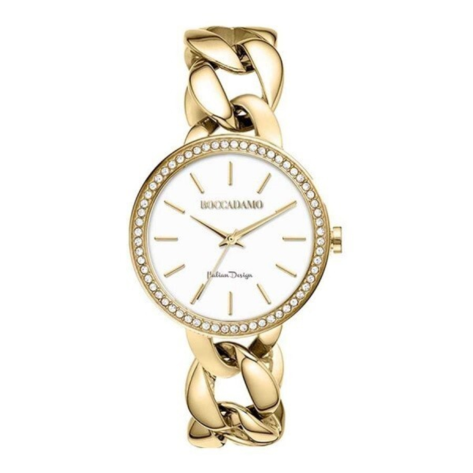 Часы Boccadamo LadyB Gold White LB005 BW/G с минеральным стеклом, кристаллами Swarovski