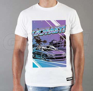 Футболка GoFast S13 Retrowave Cyan/Purple белая