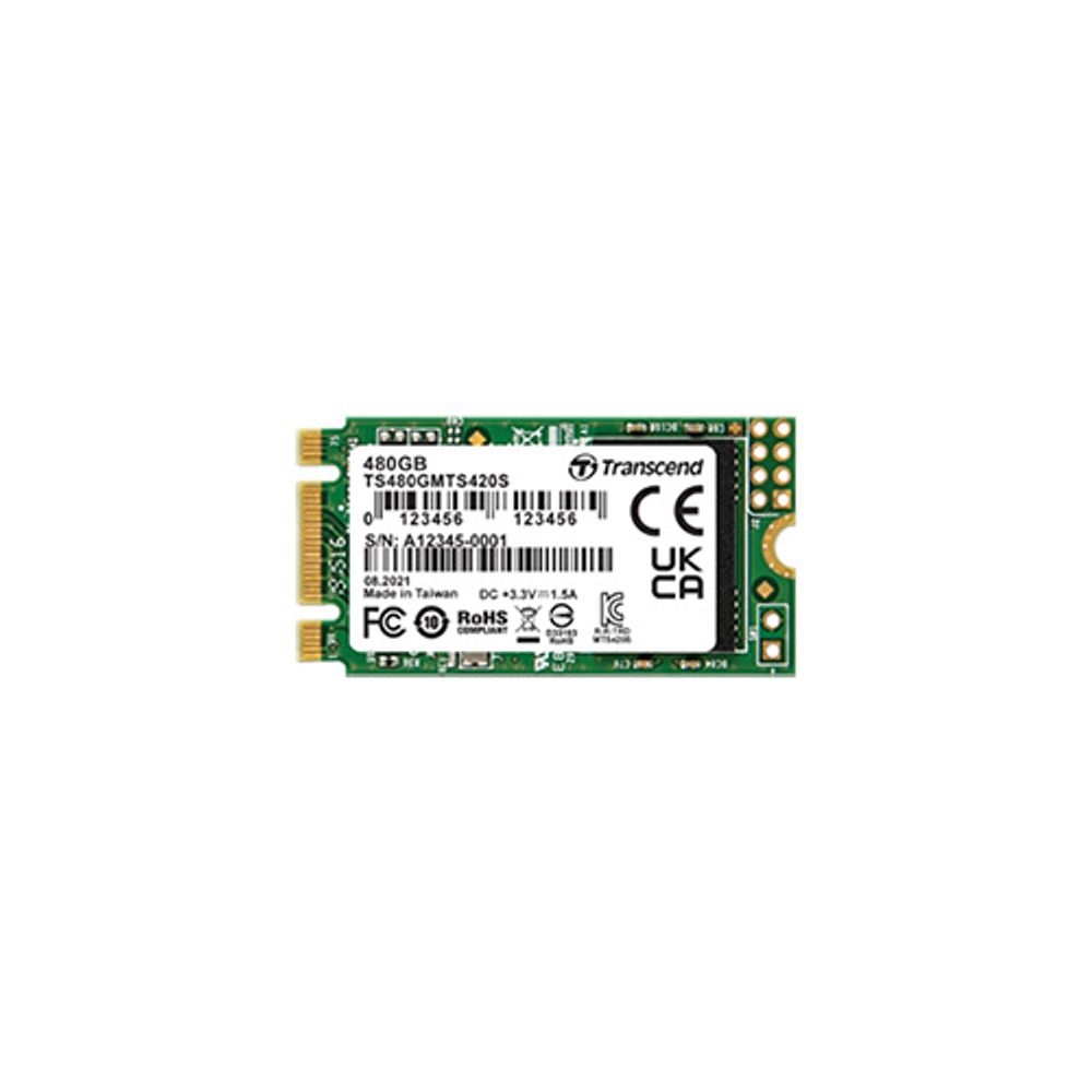 Твердотельный диск 480GB Transcend MTS420, 3D NAND, M.2, SATA III [R/W - 560/500 MB/s]