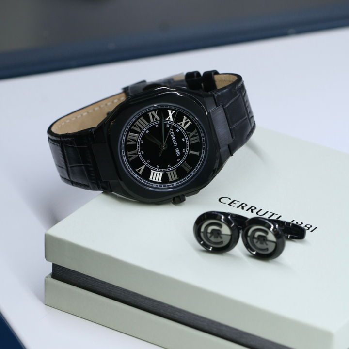 Подарочный комплект CERRUTI 1881: мужские часы и запонки