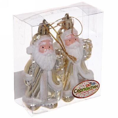 Елочные игрушки «Дед Мороз в кафтане» 7,5 см (набор 2 шт), Золото