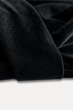 ZARA БАРХАТНЫЙ ТОП БЕЗ БРЕТЕЛЕЙ — ZW COLLECTION, ЧЕРНЫЙ