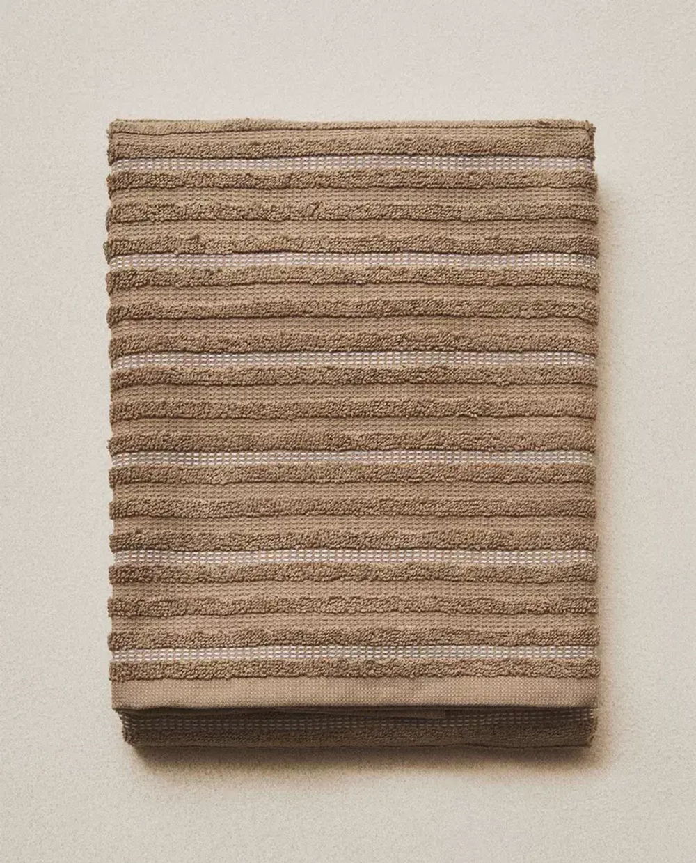 ZARA HOME КУХОННОЕ ПОЛОТЕНЦЕ ИЗ МАХРОВОГО ХЛОПКА В ПОЛОСКУ, БЕЖЕВЫЙ