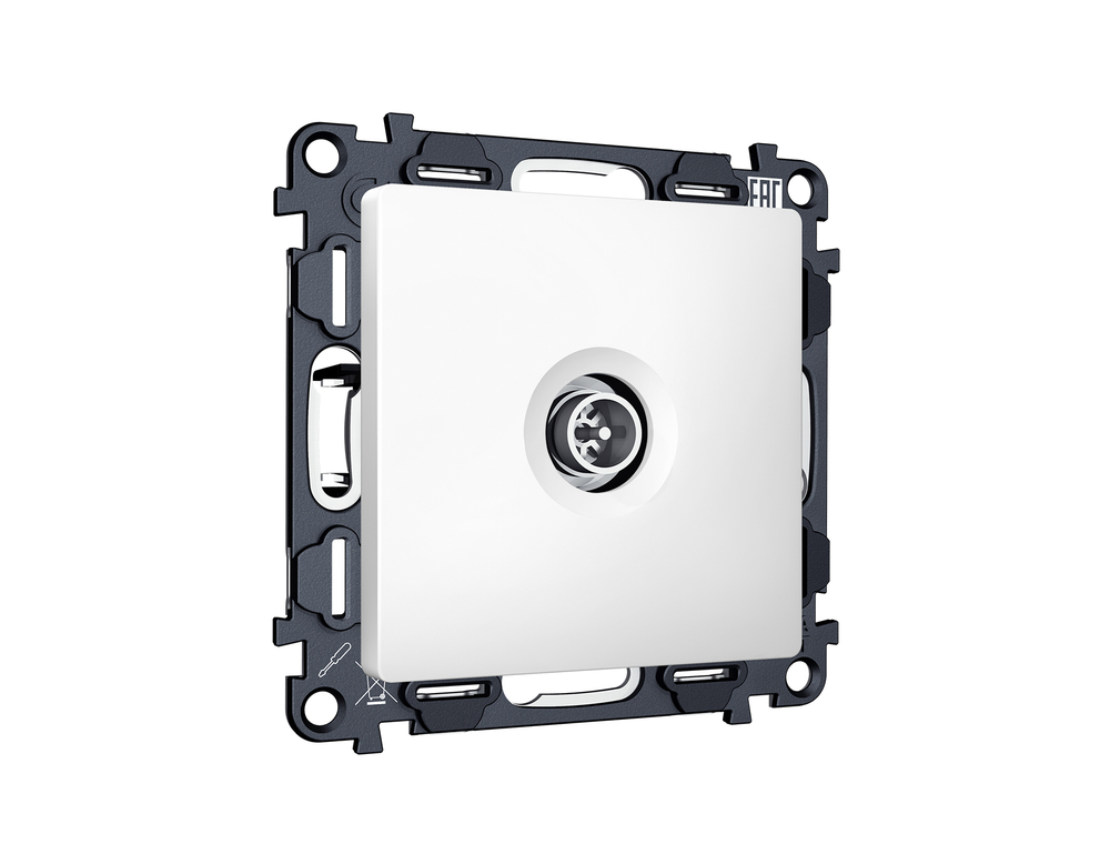 MA133005 Комплект механизма TV розетки оконечной экранированной 5-1000MHz 3dB ALFA Белый матовый QUANT (AP1330, VM199)