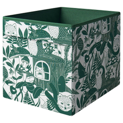 IKEA SKOGSDUVA  (ИКЕА СКОГСДУВА)  -  Коробка, зеленая/белая, 33x38x33 см