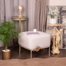 Банкетка Monstera Deliciosa (Монстера) Квадро Айвори Античное серебро