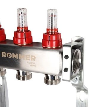 Коллектор Rommer 1"x3/4" на 3 контура с расходомерами (нерж. сталь) RMS-1200-000003