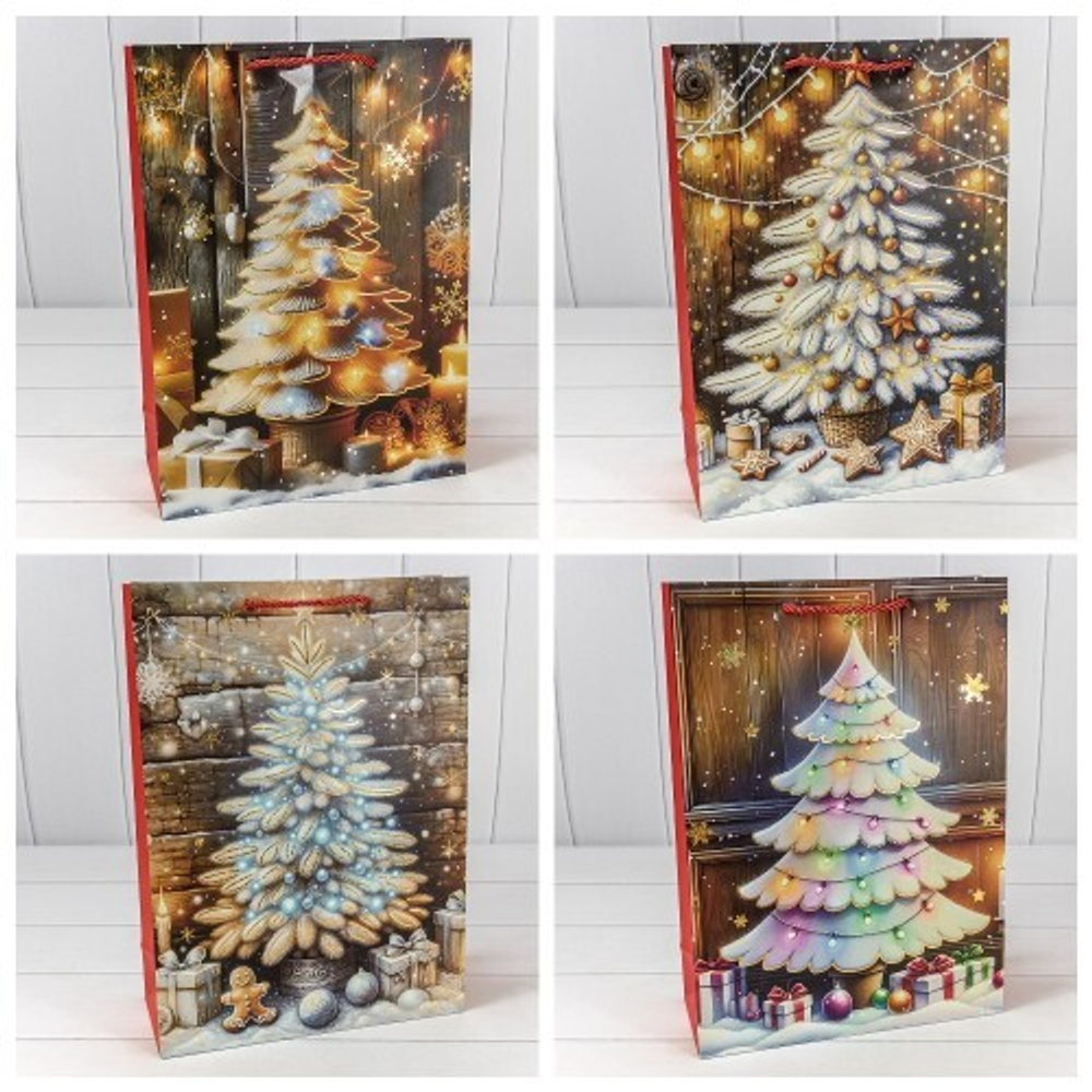 Пакет подарочный 30 х 41.5 х 12 см Набор 4 шт "Новый год" (Микс)