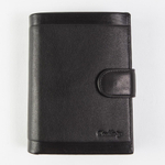 Стильное мужское чёрное портмоне книжка 3в1 14х10 см с отделением для авто документов и паспорта из натуральной кожи Dublecity 095-DC1-08A в подарочной коробке