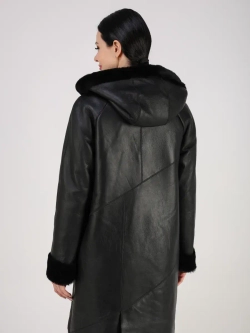 Дубленка зима натуральная удлиненная с капюшоном