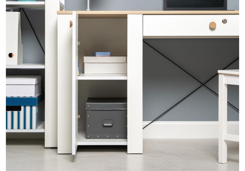 Письменный стол Джастин 12.154 126,2х54,8х75,3 белый шагрень / дуб белый exclusive