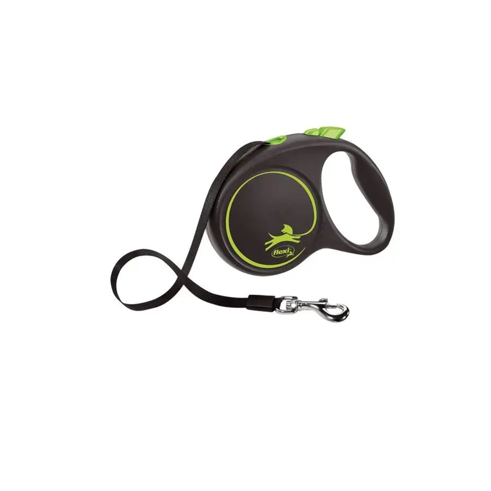 Flexi black design tape l поводок-рулетка для собак, зеленая 5 м, до 50 кг