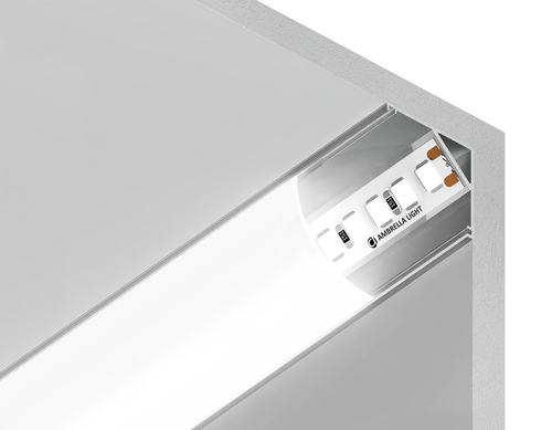 Алюминиевый профиль угловой круглый GP2100AL серебро/матовый рассеиватель 2000*15.7*15.7, 2 заглушки, 4 крепления в комплекте (для ленты до 9,78мм)