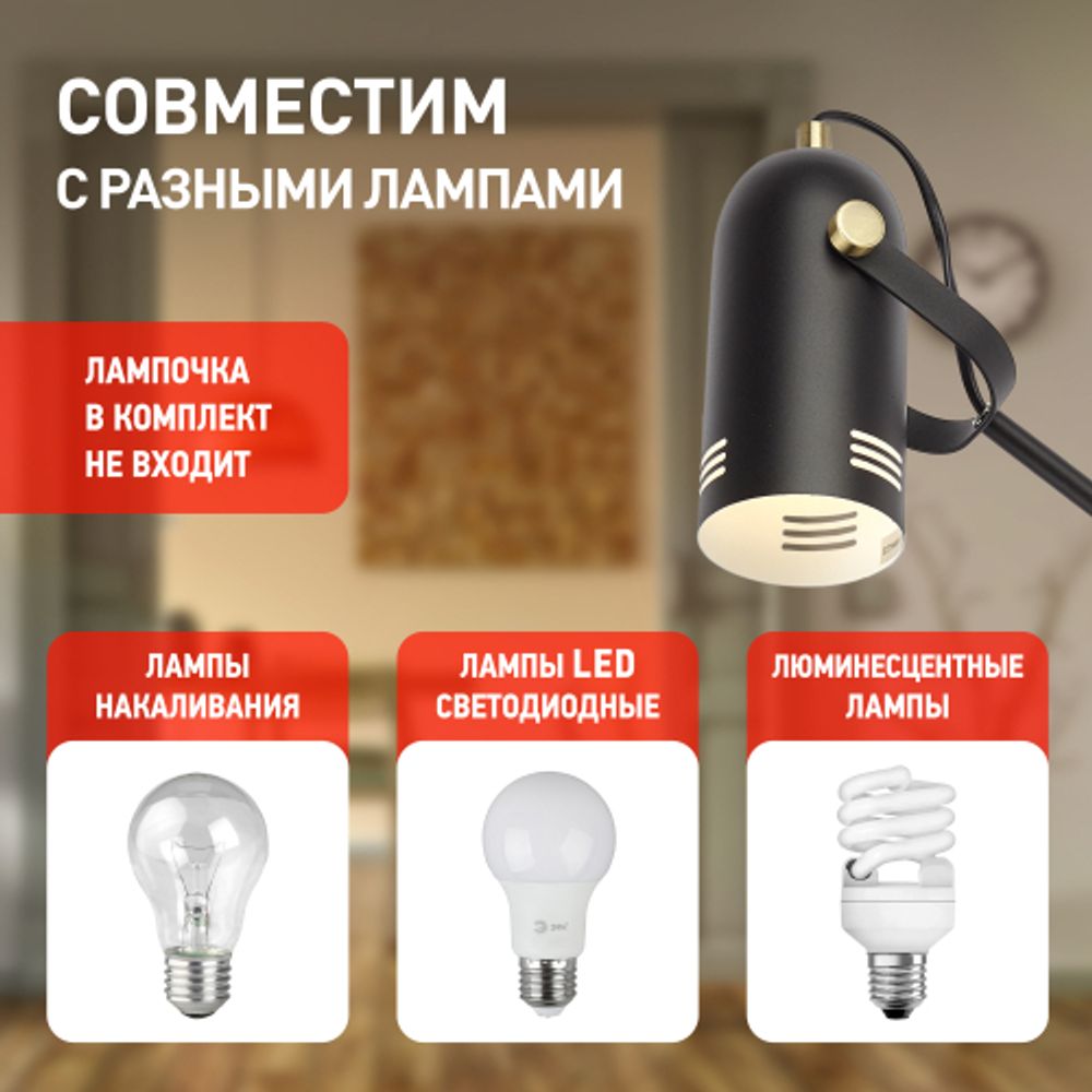 Настольный светильник ЭРА N-117-Е27-40W-BK черный