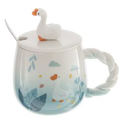 GAEM Кружка с крышкой и ложкой, 450 мл, L8 W8 H9 см