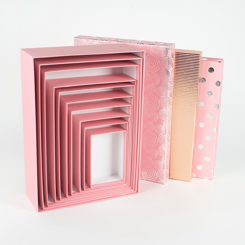 Коробка Изящный микс, Ярко-розовый/Золото/Серебро, Металлик