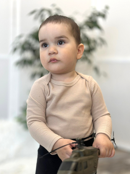 Футболка с длинным рукавом Вафля Светлый Кофе RinaAmari