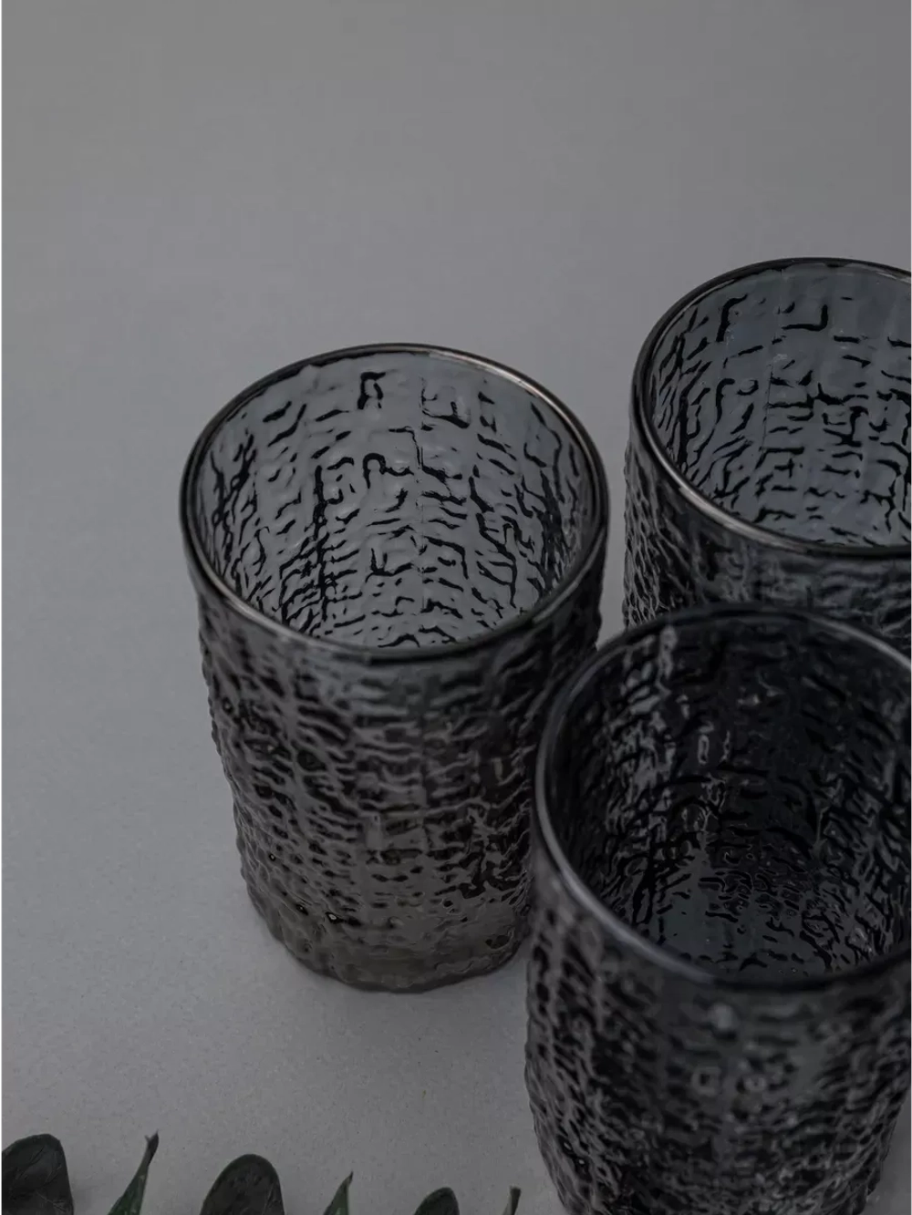 Набор стаканов с рельефным узором, 240 мл. 6 шт. Серые