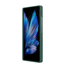 Чехол зеленого цвета (Dark Green) от Nillkin с откидной защитной крышкой для камеры на Vivo X Fold 3, серия Super Frosted Shield Prop