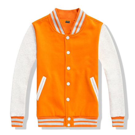 Куртка бомбер оранжевый со светло-серыми рукавами