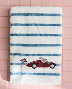 ZARA HOME ДЕТСКОЕ ПОЛОТЕНЦЕ С ВЫШИВКОЙ, СИНИЙ