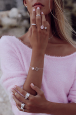 Кольцо «Дуо» с розовым кварцем и белым топазом