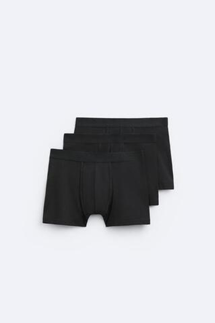 ZARA НАБОР ИЗ ТРЕХ БАЗОВЫХ ТРУСОВ-БОКСЕРОВ, ЧЕРНЫЙ