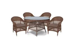 "Эспрессо–120 S" обеденная группа плетеная, цвет коричневый
