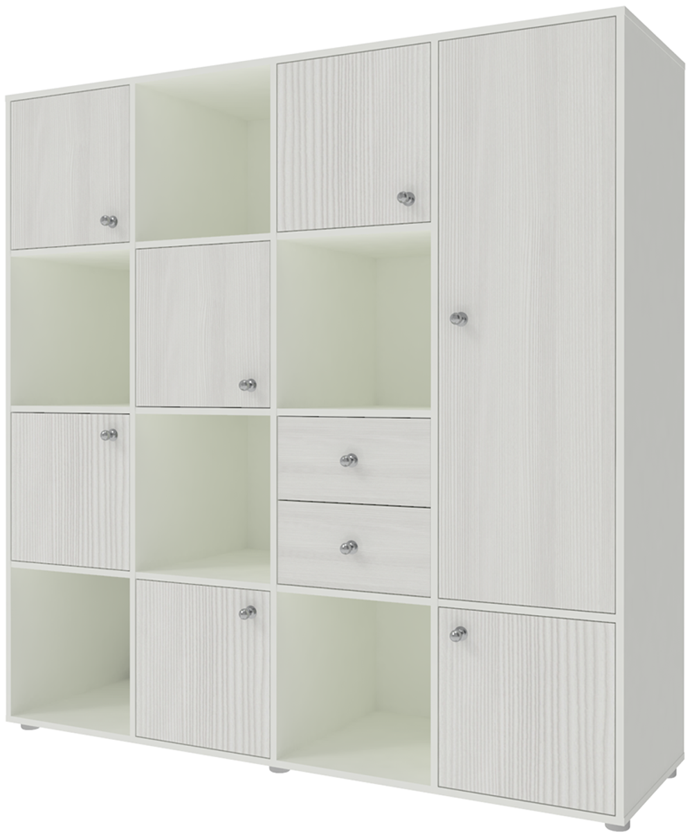 Стеллаж КарИВи Джери 2 Белый  Белое Дерево