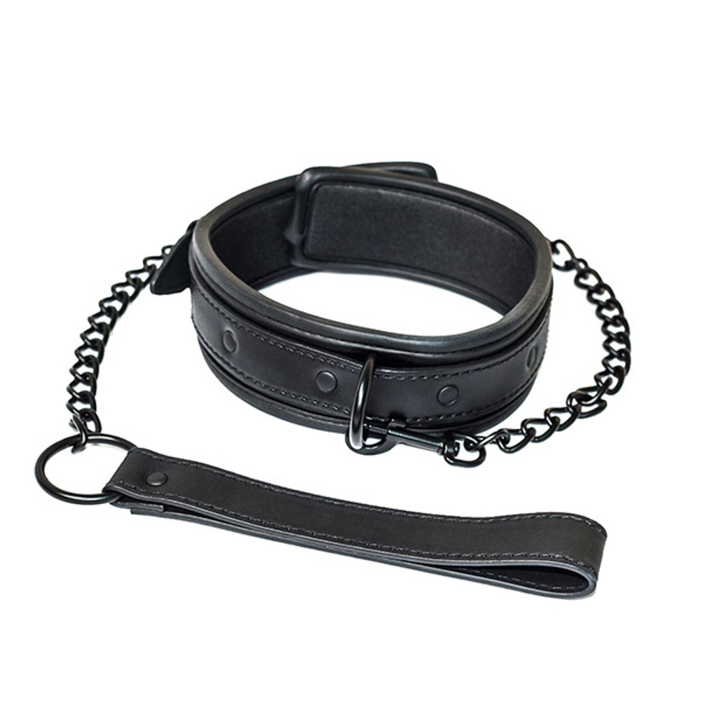 Черный ошейник с поводком Lola Games Party Hard Kinky 1083-01lola