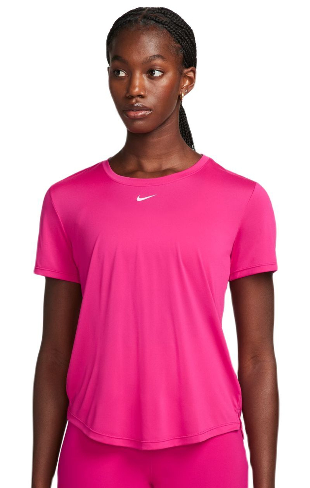 Женская теннисная футболка Nike Dri-FIT One Short Sleeve Standard Fit Top - fireberry/white