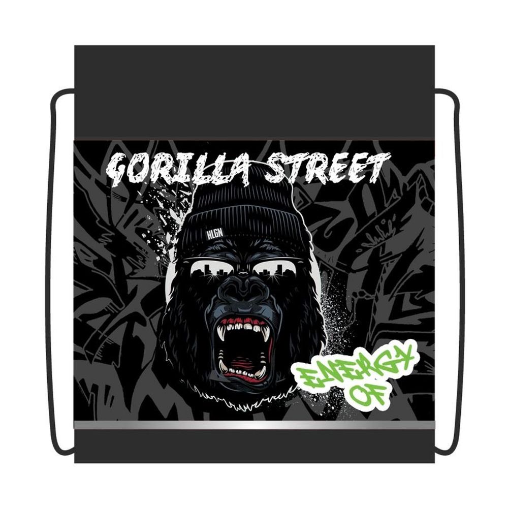 Мешок для сменной обуви, 1 отделение, ПЧЕЛКА, 340х420 мм, ткань, светоотражающая полоса, карман, "Горилла", черный