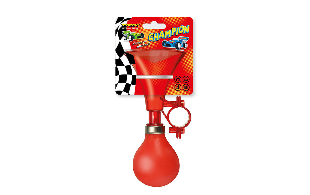 Клаксон TRIX Champion детский, один рожок, пластик-резина, красный