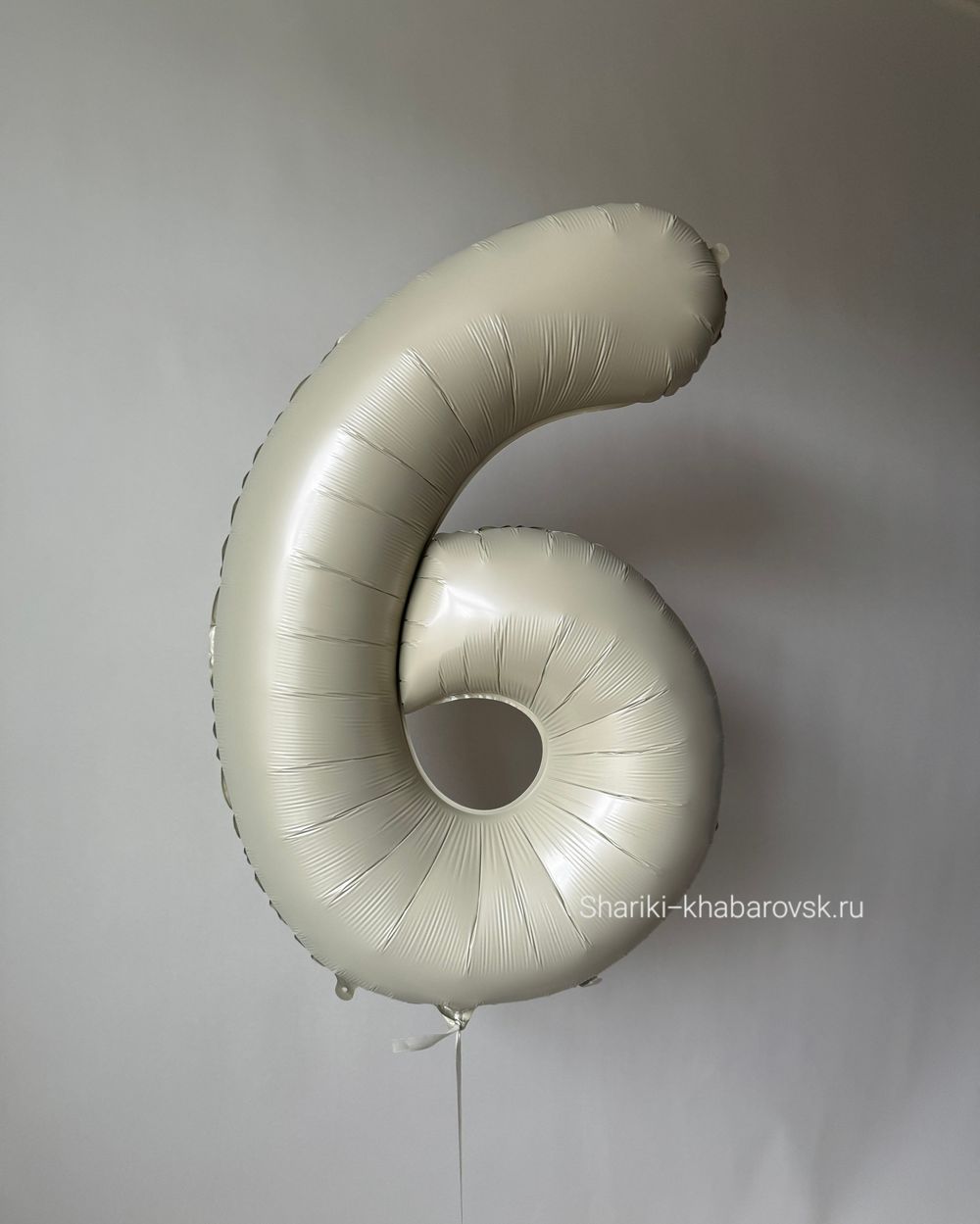 К Шар 32''81 см "Цифра 6" Белый песок Сатин (БГ-60)  Изображение2