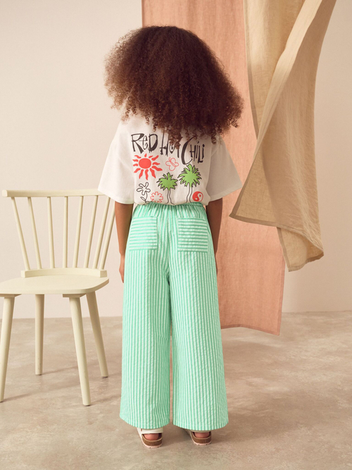 Брюки широкие для девочки Next AB1-540, Зеленый, Белый