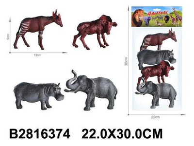 Набор диких животных 4шт, пакет DY618-43