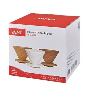 Воронка-дриппер для кофе YAMI Diamond Coffee Dripper V02, белая, на 2-4 чашки