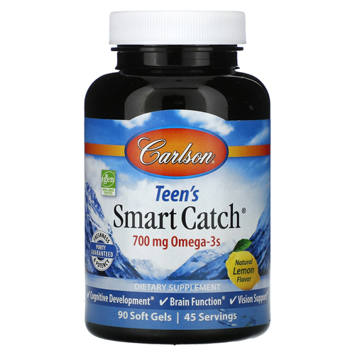 Carlson, Smart Catch для подростков, натуральный лимонный вкус, 90 капсул