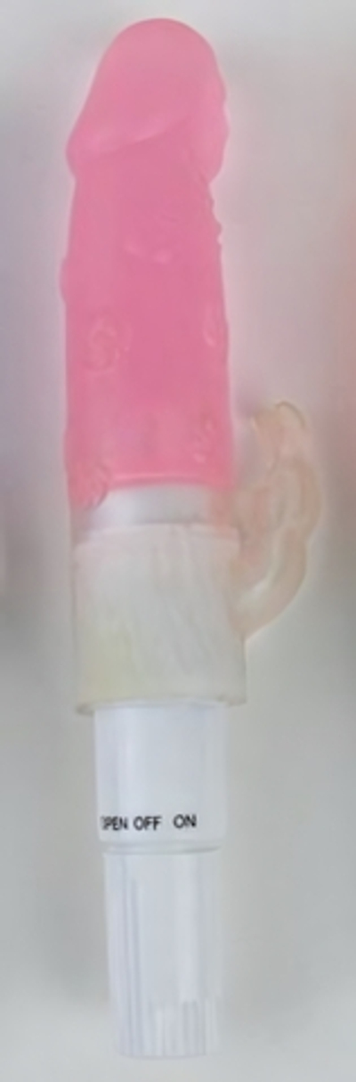 Розовый мини-вибратор с клиторальным отростком - 17 см. (Цвет: розовый)