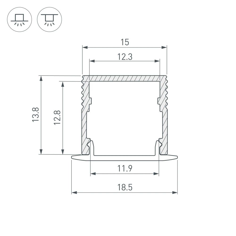 Профиль SL-MINI-15-3000 BLACK (Arlight, Алюминий) 061611