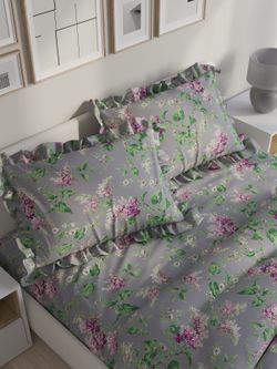 Декоративная наволочка с рюшами, оборками "Сирень" 50х70 см, 1 шт, без молнии