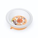 Тарелка детская глубокая на присосе с оранжевым декором (белый)