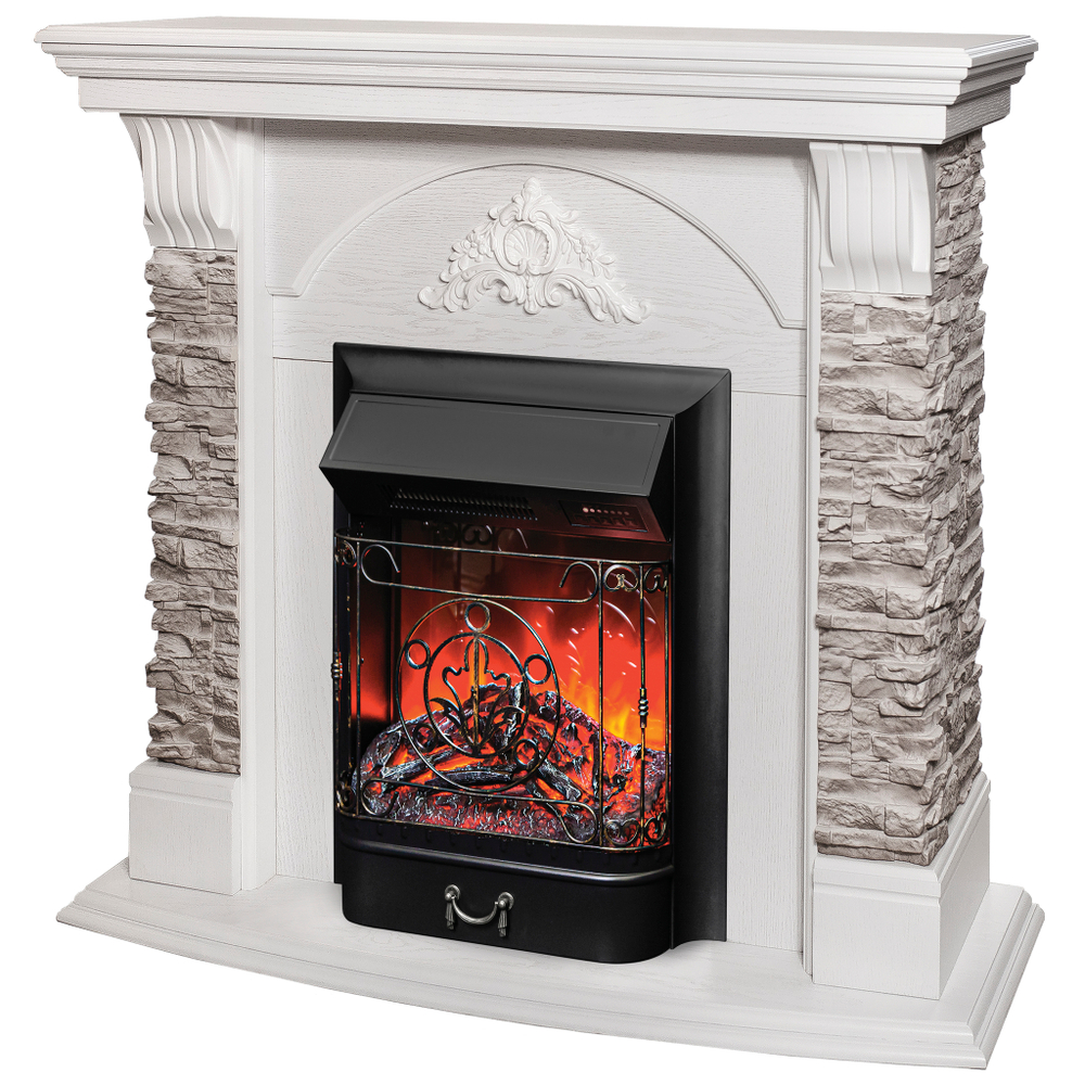 Каминокомплект Real Flame Athena GR WT с очагом Majestic Lux Black RC