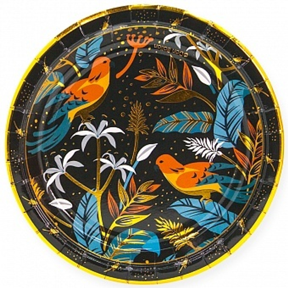 Распродажа Тарелки (7''/18 см) Райские птицы, Черный, Металлик, 6 шт.