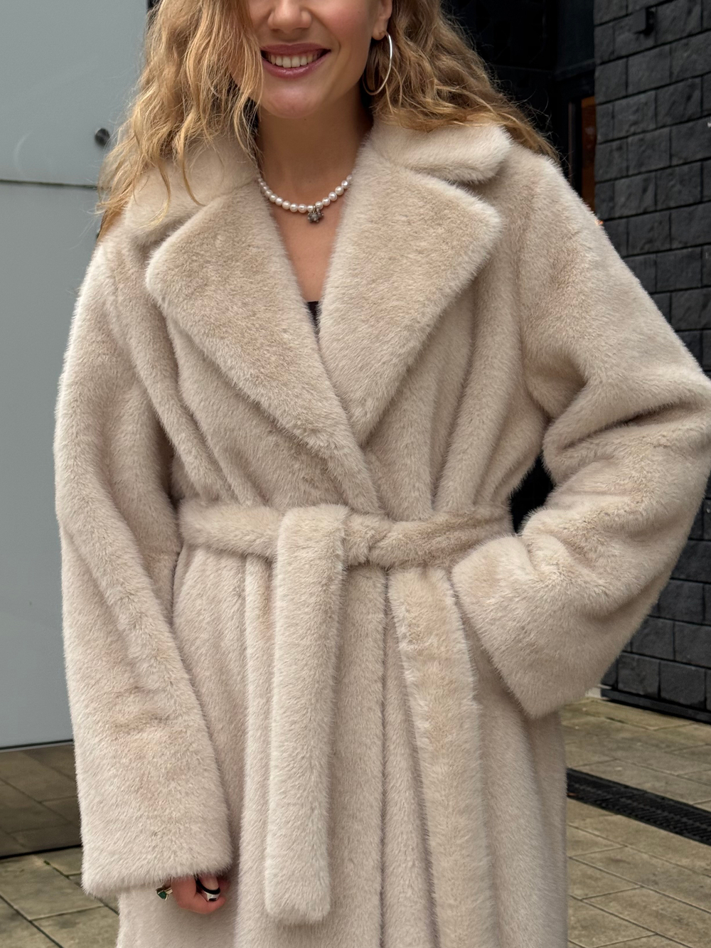 Шуба Lux макси бежевый