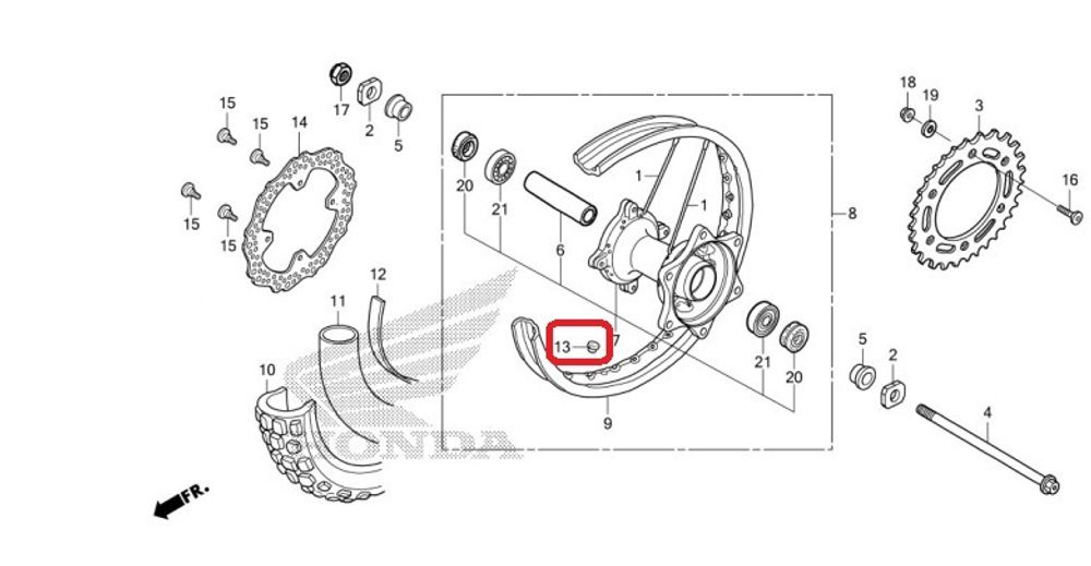 42717-329-000. CAP, RIM HOLE. HONDA